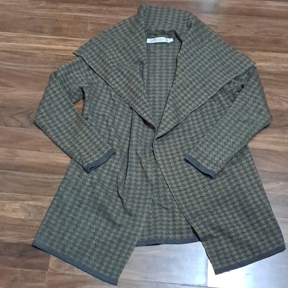 Contemporaine by Simons | Brown houndstooth heavy sweater flowly cardigan - Picture 13 of 15